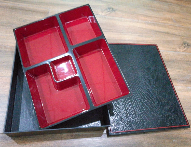 Melamine 5 Compartments Food Storage Containers Traditional Japanese Restaurant Sushi Bento Lunch Box