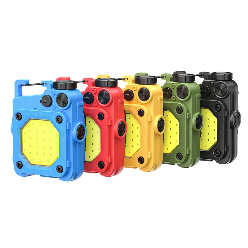 Outdoor mini flashlight with multi range adjustment COB large floodlight with magnetic suction work light keychain light