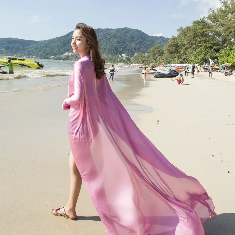 Solid color chiffon satin ladies sun pashmina bed shawl for women scarfs shawls for women 2024 long shawl satin silk women