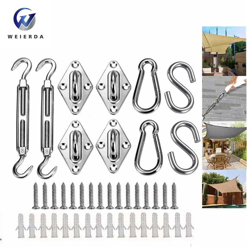 Sun Shade Sail Installation Hardware Stainless Steel Hardware Kit For Triangle Rectangle Shade Sails