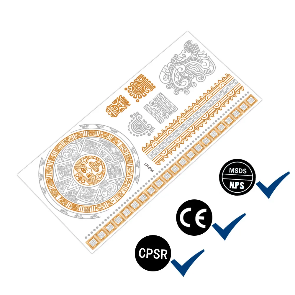 retro hot stamping silver gold tattoo sticker waterproof metallic tattoos men girl party  glitter tattoo body decoration