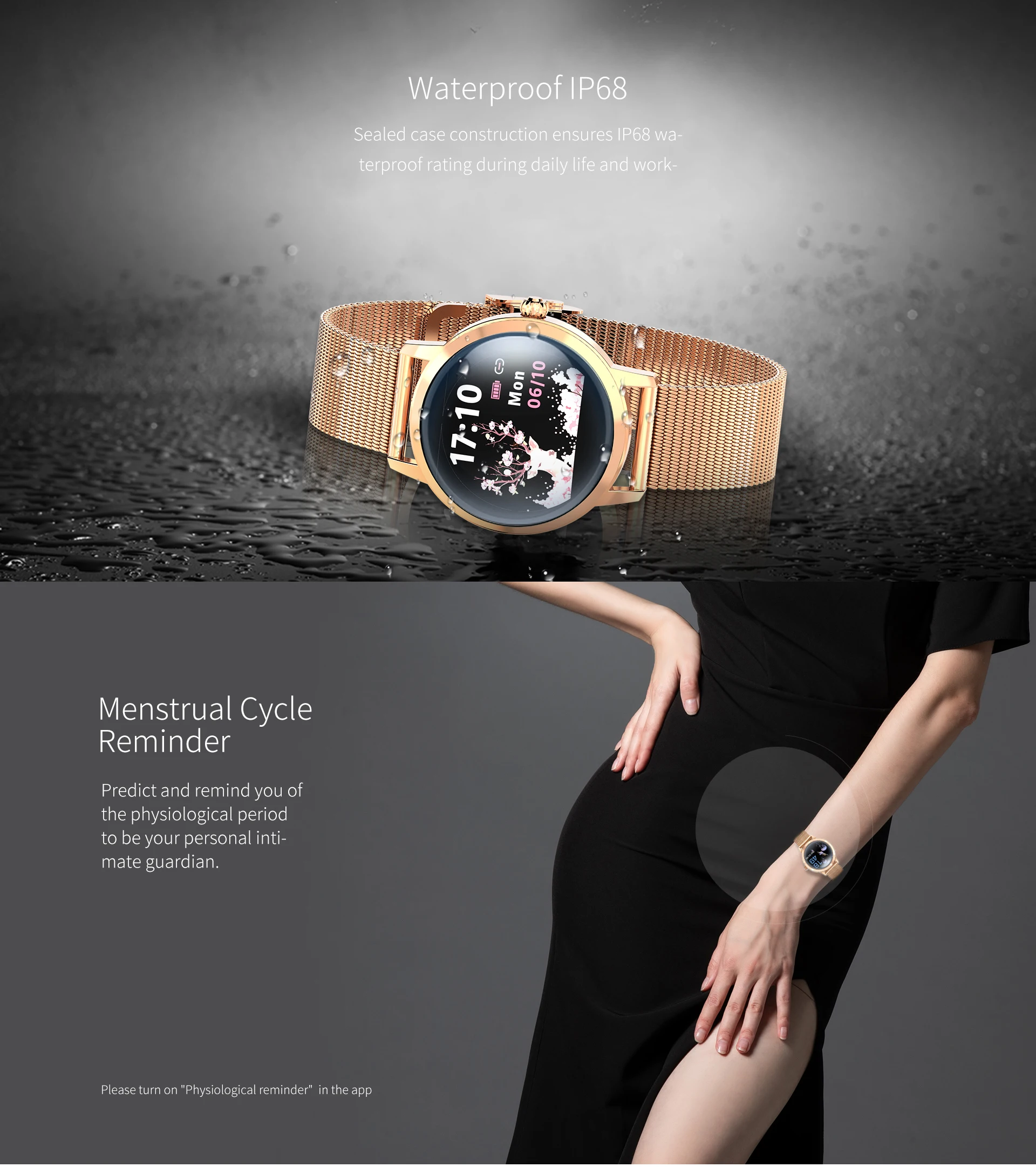 Smart Wrist Watch Sport Women Heart Rate Monitor Health  Ip68 Metal Strap Smartwatch