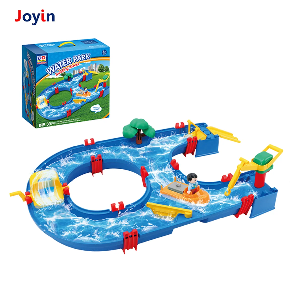 Outdoor Aqua Play Water Canal System Water Play Tables for Children with Boat Kids Slideway Toy 39 PCS