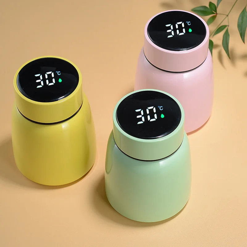 300ml Mini Cute Smart Digital Display Double Wall Vacuum 304 Stainless Steel Food Thermos