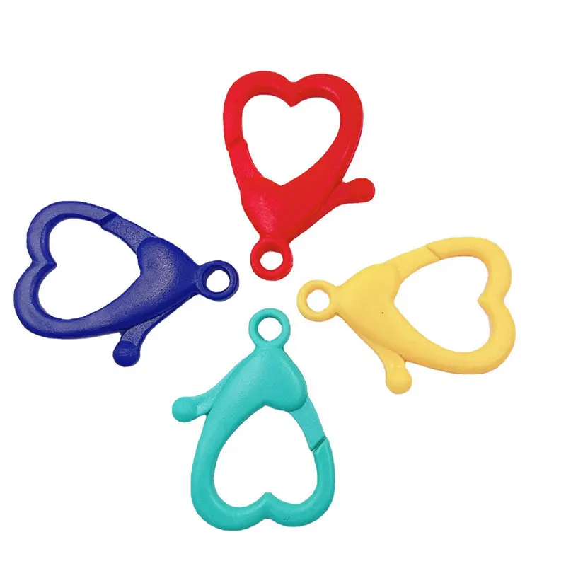 Любовь Сердце формы пластиковые омара застежка с фокусным расстоянием 25 мм 30 мм 35 мм акриловый многоцветный Брелок Сплит, крючки, станок и планка цепи для изготовления ювелирных изделий