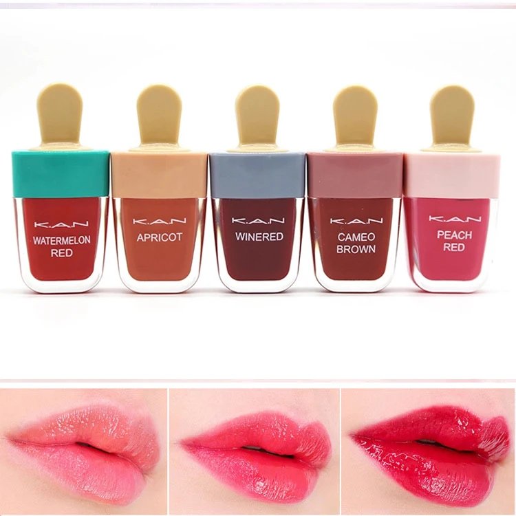Wholesale Retail 5 Colors Private label Customer Beauty Ice Cream Lip Tint Lovely Liquid Plumping Lip Gloss