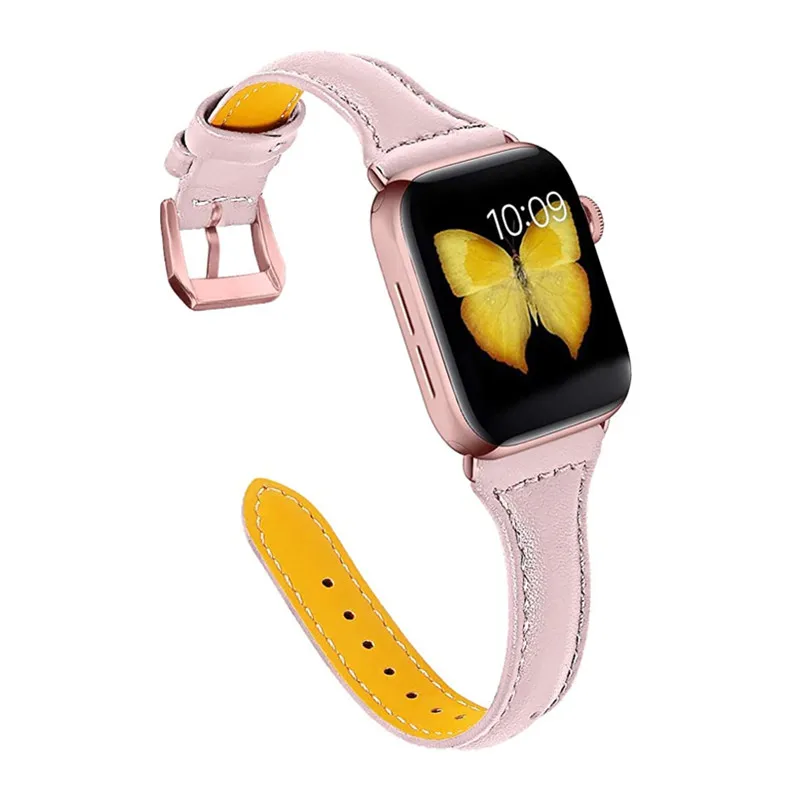 Fashion Slim Leather Watch Band for Apple Watch 7 6 5 4 SE Luxury Wrist Strap Loop for iWatch 38 42 40 44 41 45mm