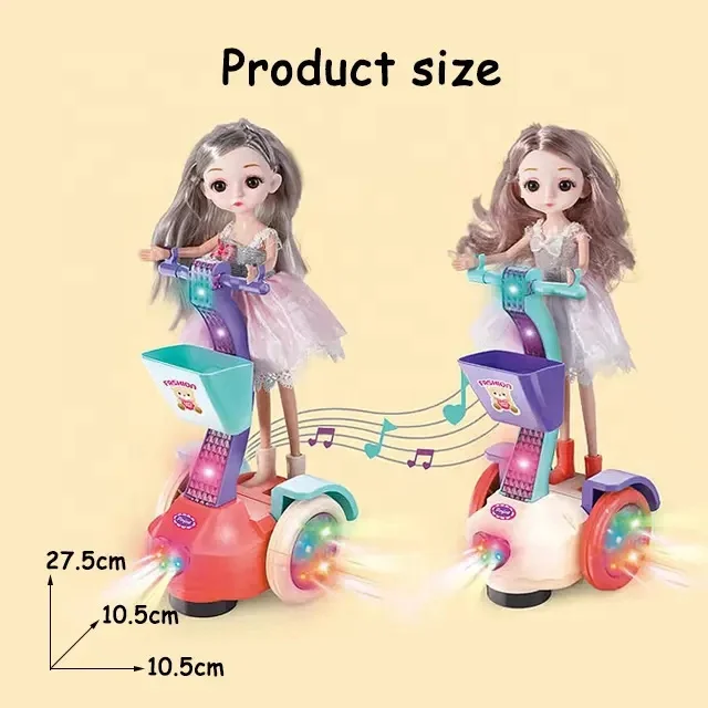 Hot Selling Fashion Beautiful Doll Toy Electric Princess Toy Car With Music And lights Princess Balance Car For Girl