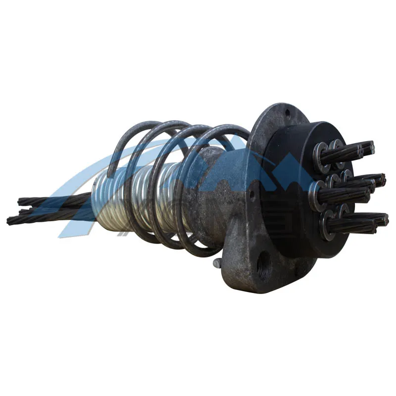 PT slab cable tensioning prestressed anchor block and PT slab casting with 3parts stressing anchor wedges for 12.7mm wire