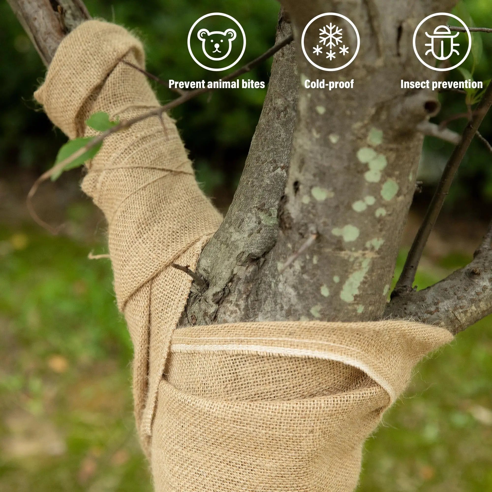 15.7in x 19.7ft Natural Burlap Fabric Tree Wrap Rolls Protection Cloth for Outdoor Trees Jute Fabric