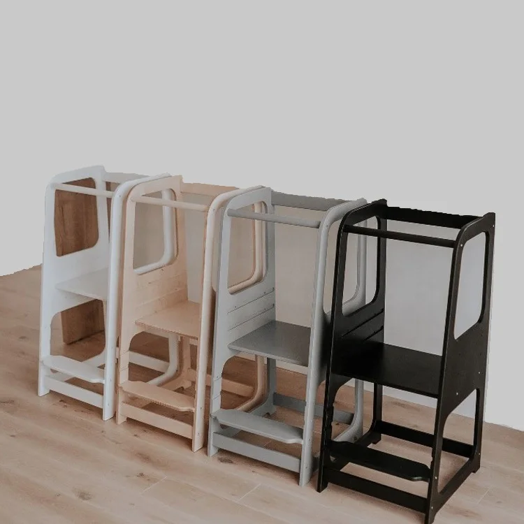 Kids Montessori Furniture Kitchen Helper Step With Children Stool Adjustable Wood Foldable Learning Tower