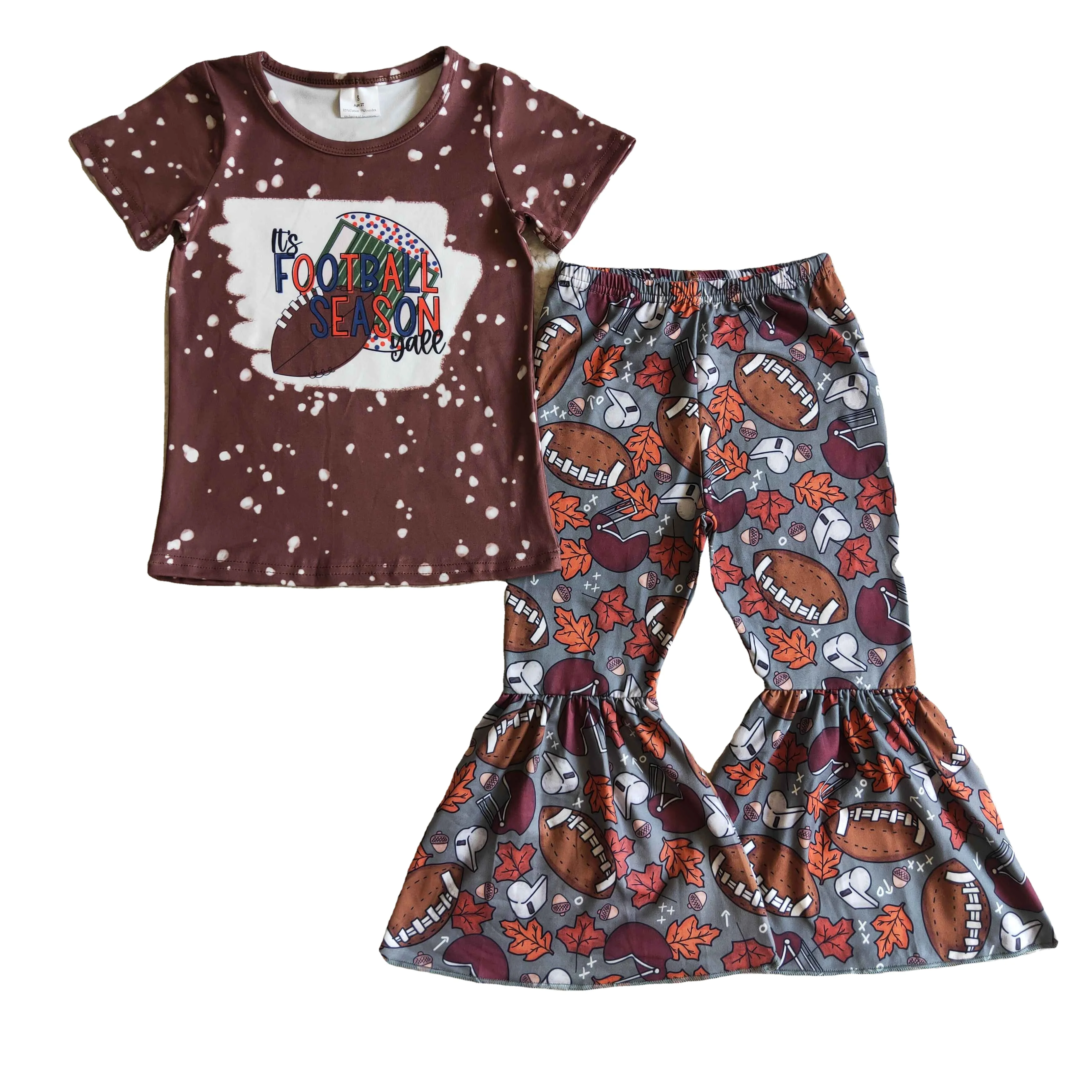 Clearance GSPO0212 NO MOQ Girls FOOTBALL Rugby short sleeve pants suit western clothes