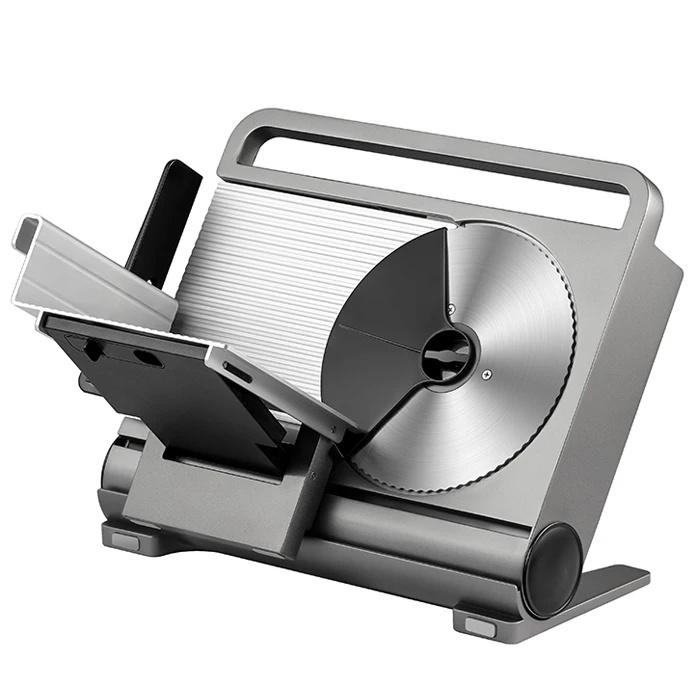 Слайсер для мяса 200 Вт, Электрический слайсер для еды с двумя съемными лезвиями 7,5 дюйма из нержавеющей стали и одним лотком из нержавеющей стали