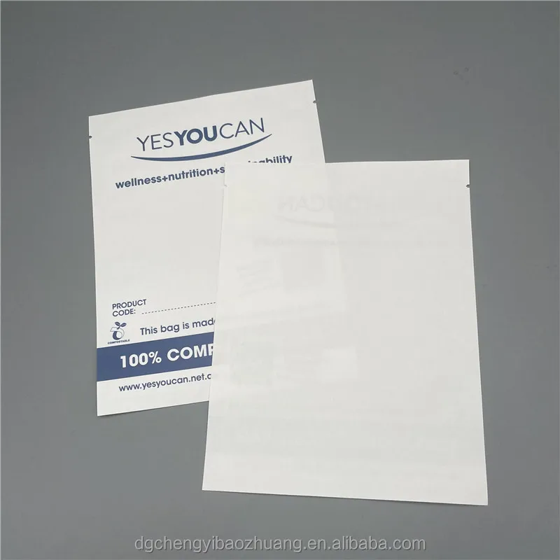 100% Compostable Bags Eco-friendly Biodegradable Craft Paper/Pla Cornstarch Plastic Packaging Pouches With Zipper