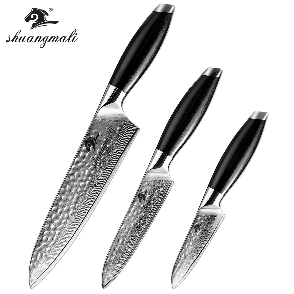 3 Pcs Japanese VG10 Kitchen Damascus Knife Set