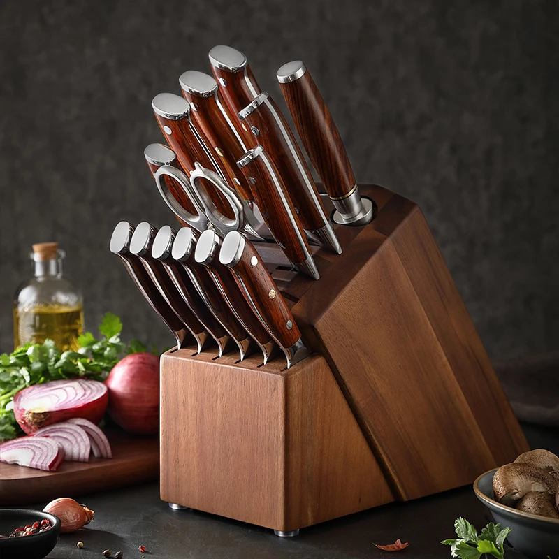 XINZUO Hot Sale 15 pcs Knife Sets Professional 67 Layers Damascus Steel Carbon Steel Kitchen Chef Knives Set with Accessories