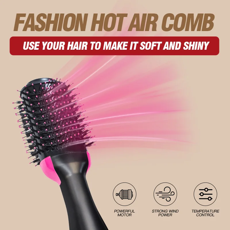 Professional Hot Air Comb  Ionic Hair Dryers Brush Hair Straightener  Hair Styling Tools  Hot Air  Brush