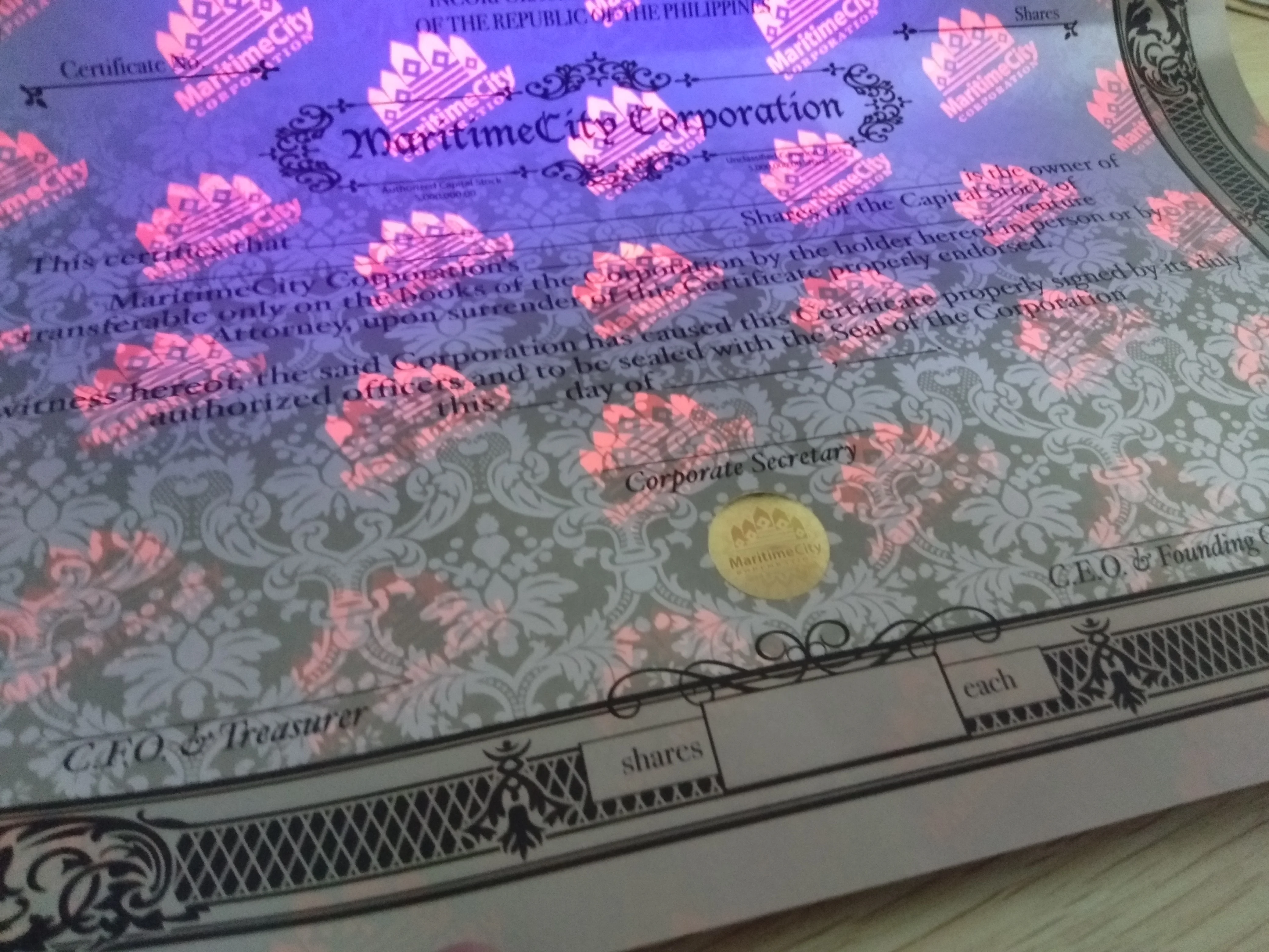 UV invisible fiber paper printing A4 hot stamping hologram custom design authentic certificate