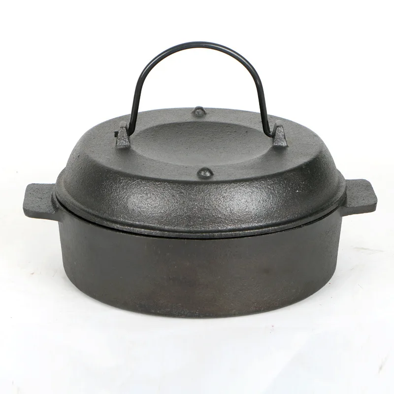 SJP071 Manufacturers Wholesale Cast Iron Oil Seasoned Deep Soup Stove Kitchen Big Cooking Pot