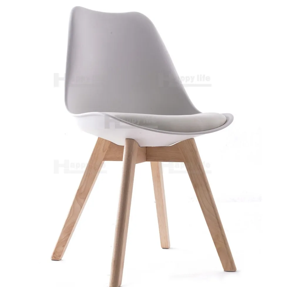 New designer colored dining wholesale plastic chair with wood legs