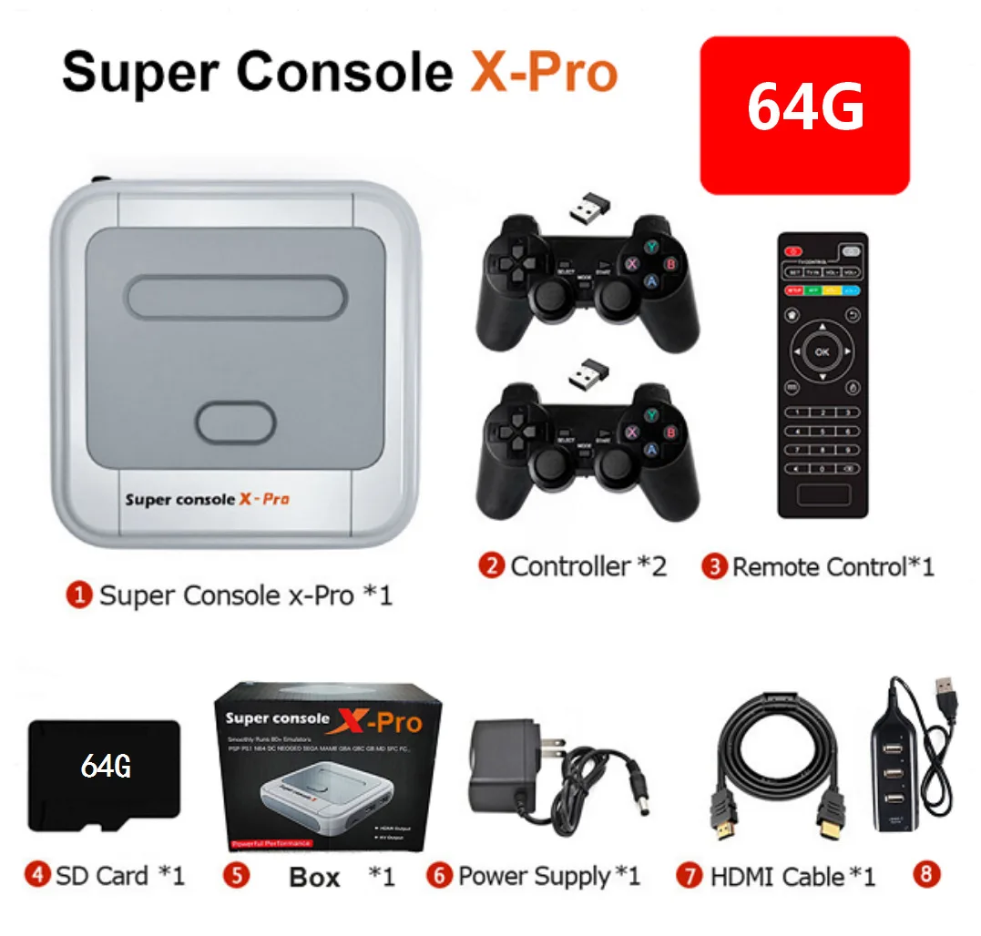 Best WiFi Consoles 30000 Games Downloads Kid 4K HD TV Retro Consoles Super Console X Pro Video Game Console For PSP/N64/DC/PS