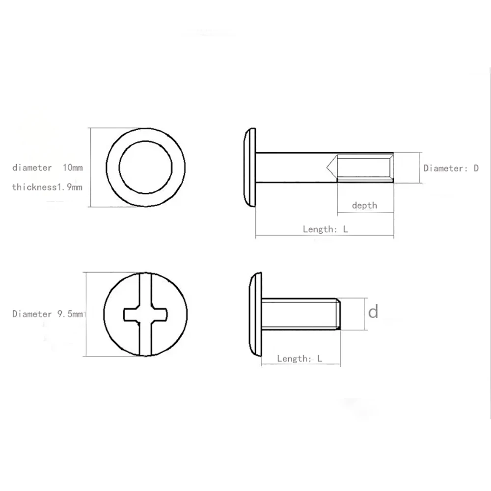 6-100 mm Length Rivets Plating Nickel Screw Ledger Suitcase  Lash Rivet Photo Album Docking Screw Menu Leather Rivets