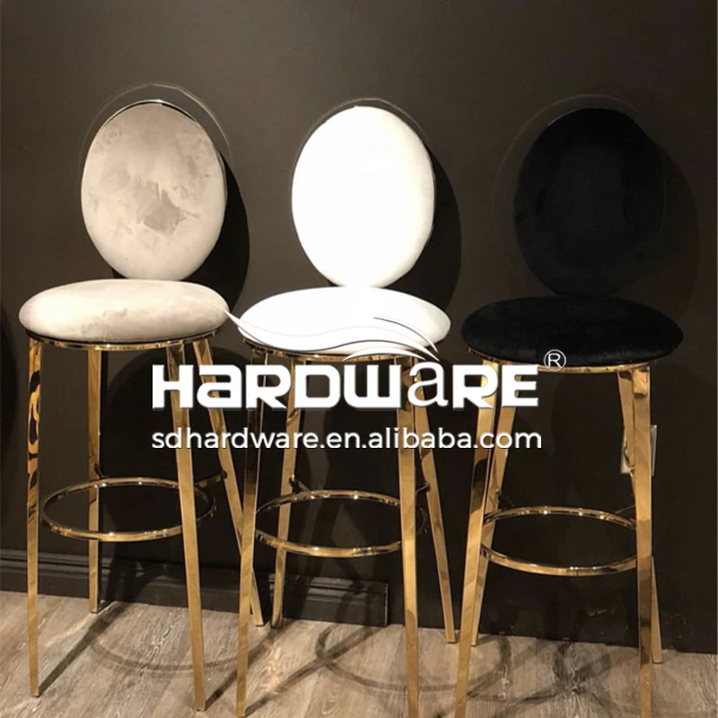 Modern outdoor portable bar round back stainless steel bar stool leather