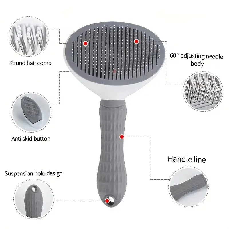 Float Hair Removal Slicker Brush with Automatic Functionality Pet Comb Clean Sanitary Dog Comb Go Floating Hair Massage