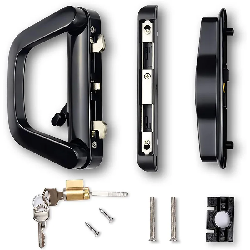 Aluminum alloy Sliding door handle with lock bilateral Luxury balcony door handle locks for door and window accessory
