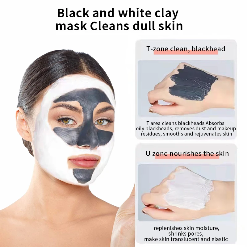 Private Label Facial white and Black Mask Blackhead Remover Deep Cleansing Mask Peel Clay