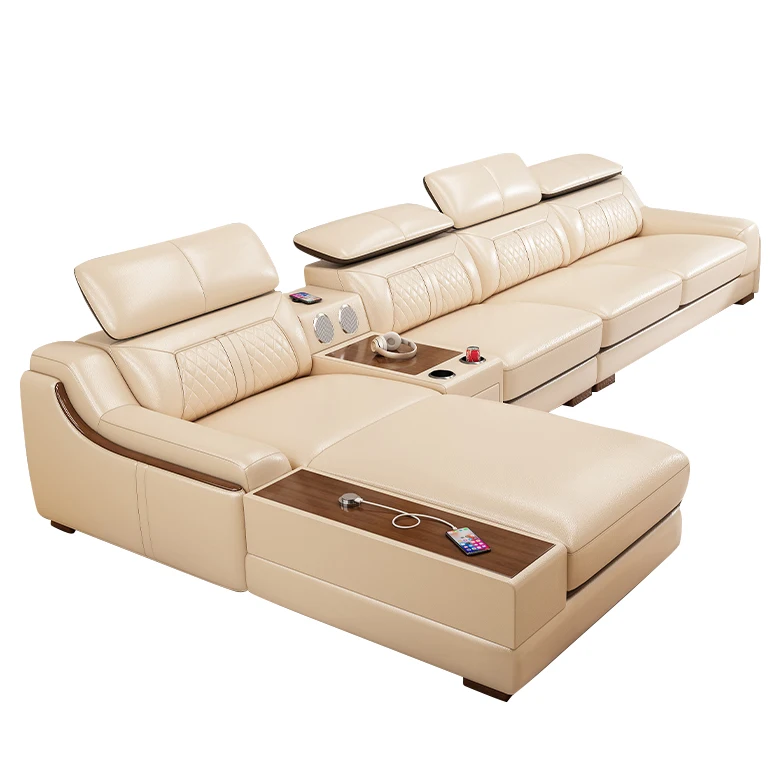 Hot selling modern style home furniture  big size Modular Deluxe L Shape Corner Couch sectional leather sofa set