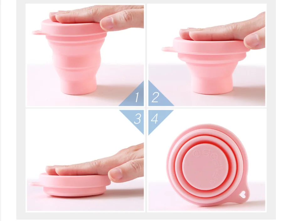 BPA FREE Disposable Silicone Collapsible Travel Cup Portable Folding Camping Cup with Lids