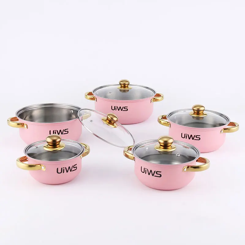 OEM 10pcs Cooking Pot Kitchenware Stainless Steel Casserole  Cookware Set Cooking Pot And Pans Set
