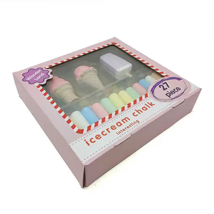 27pcs Ice Cream Sidewalk Chalk Set Jumbo Colored Chalk Gypsum & Calcium Material for Writing