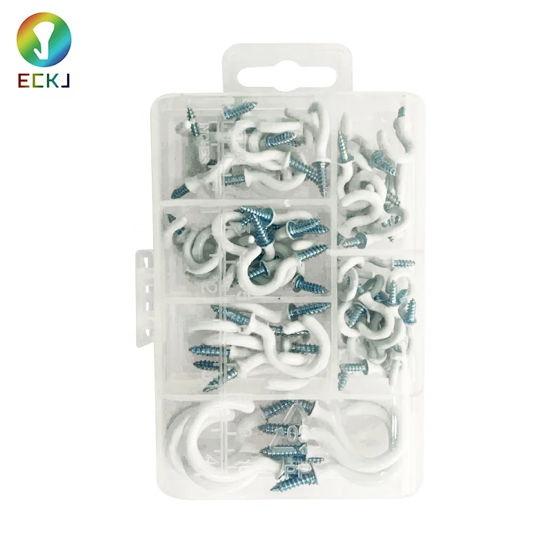 ECKJ 70 transparent box packaging six colors eighth coated cup hook
