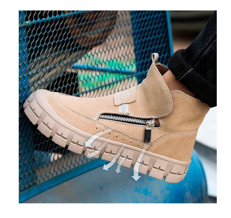 Vokea High Quality Welder Safety Shoes Factory Outdoor Construction Steel Toe Work Shoe Cow Leather Safety Boots