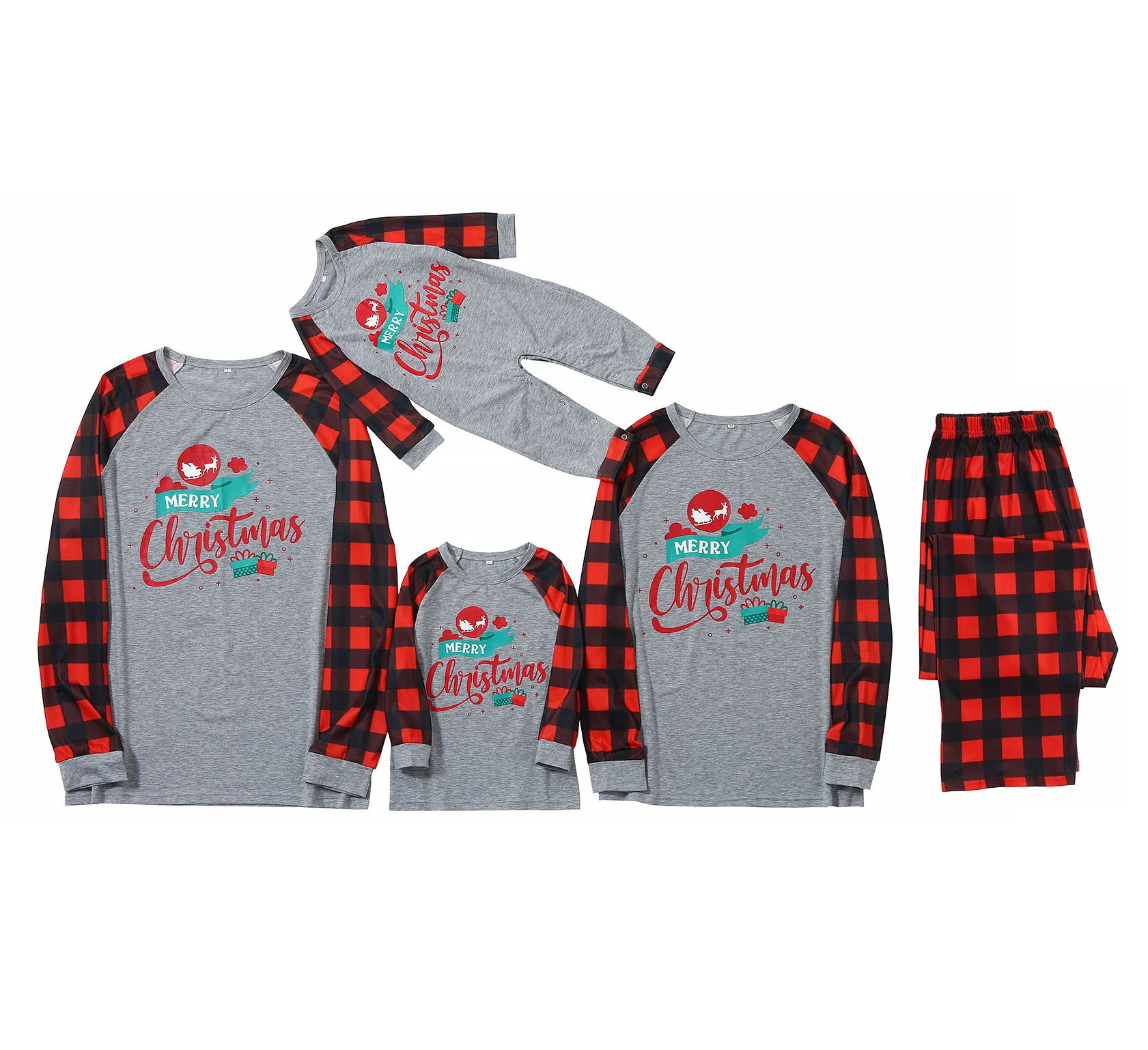 Wholesale Cheap Organic Cotton Kids Pajama Printed Home Christmas Pajamas Family Jumpsuits Onesie Set For Sleepwear