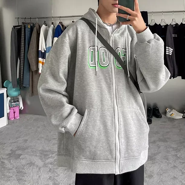 Men Plus Size Oversize Pullovers Hoodie 2022 Oversize Full Zip High Street Polar Fleece Unisex Drop Shoulder Hoodie with Pockets