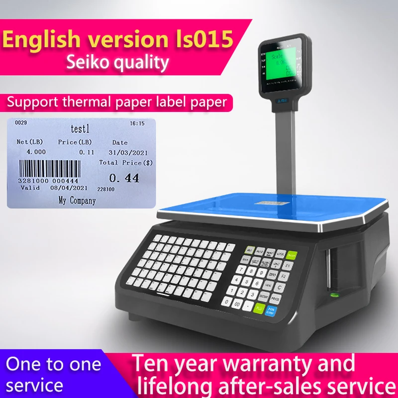 15kg Label Printing Barcode Receipt Scale for Supermarket