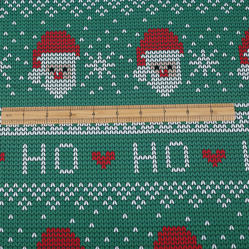 No moq christmas style digital printed cotton spandex french terry knit stretch cotton fabric for clothes
