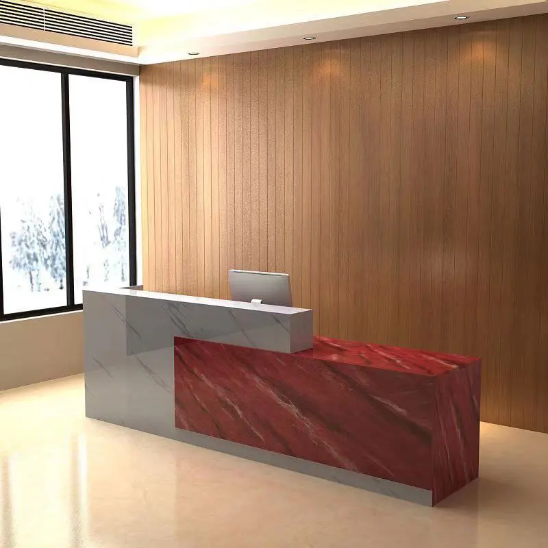 Luxury colorful marble salon furniture reception counter front desk with storage for beauty room office hotel