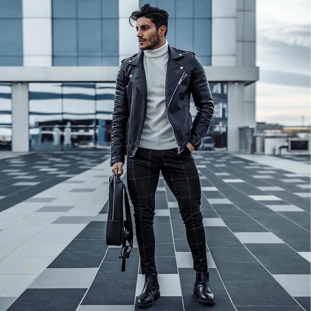 XINBO 2022 Gray Print Plaid Stretch Man Trousers Skinny Custom Wholesale Slim Fit Chino Casual Long Pants For Men