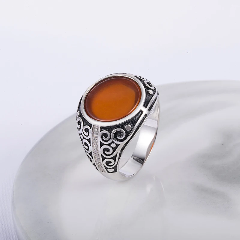Dubai ottoman tugra 925 heavy retro ring mens ancient silver