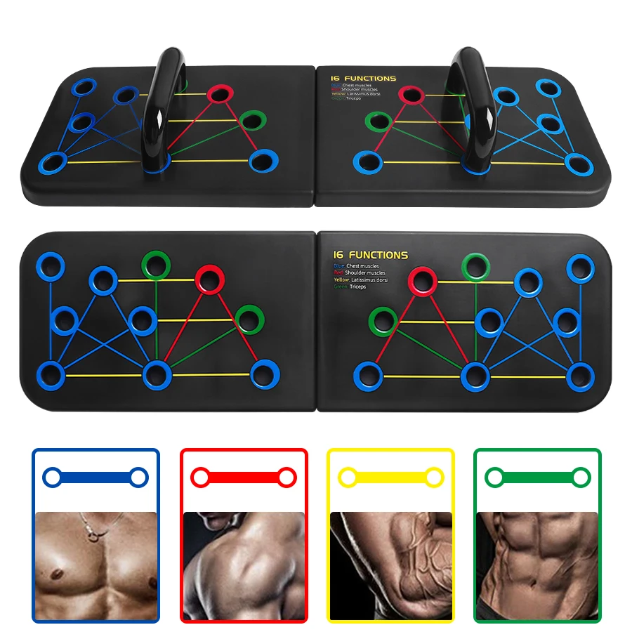 16 IN 1 Multifucational Foldable Body Building Fitness Training Workout Push Up Board System