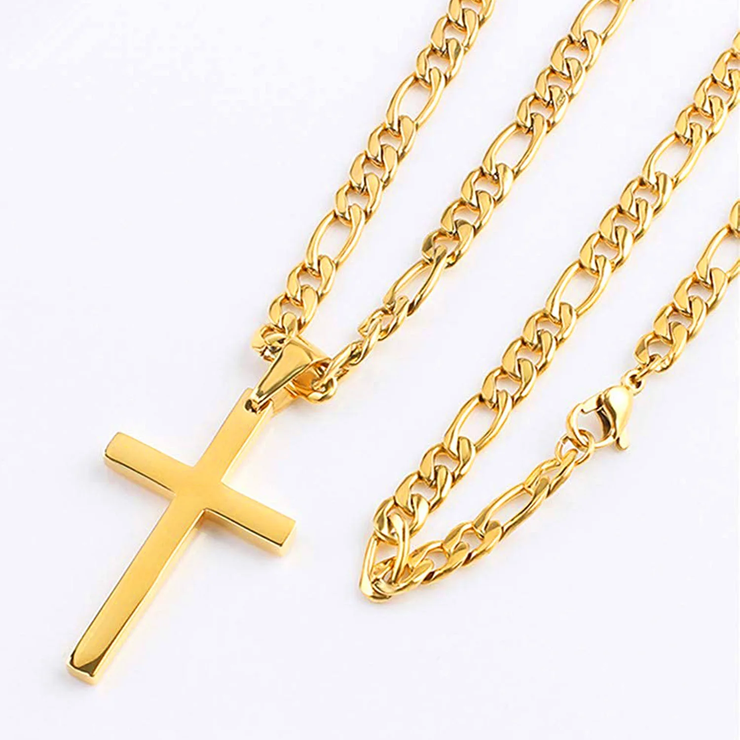 Custom fashion stainless steel women men jewelry silver gold plated cross necklace