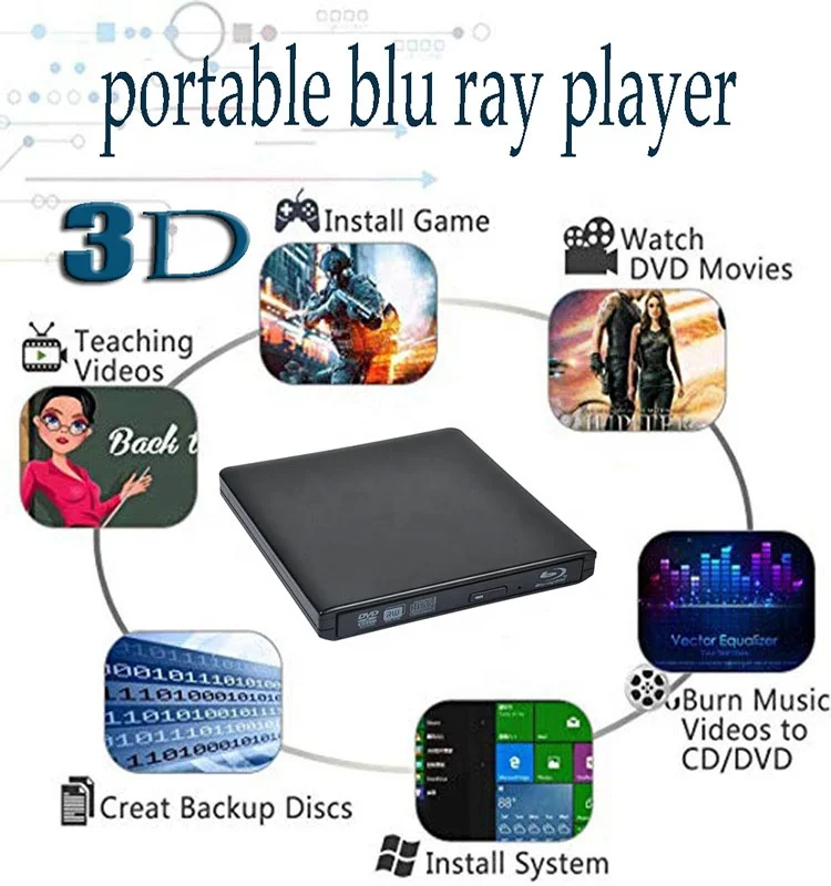  Портативный DVD-проигрыватель blu-ray USB 3 0 внешний dvd-проигрыватель
