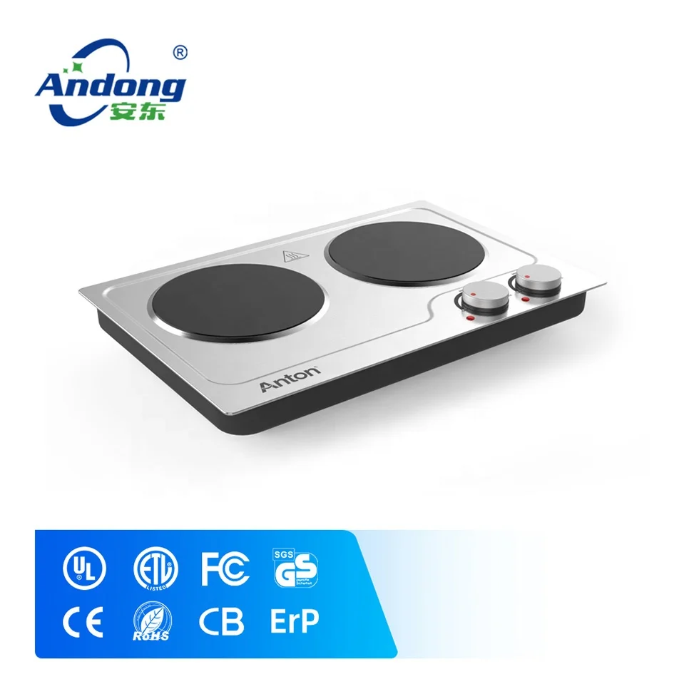 Andong 1800w/2500w embedded twin stove hot plates cooktop built-in electric double burners countertop burner cooking cooker