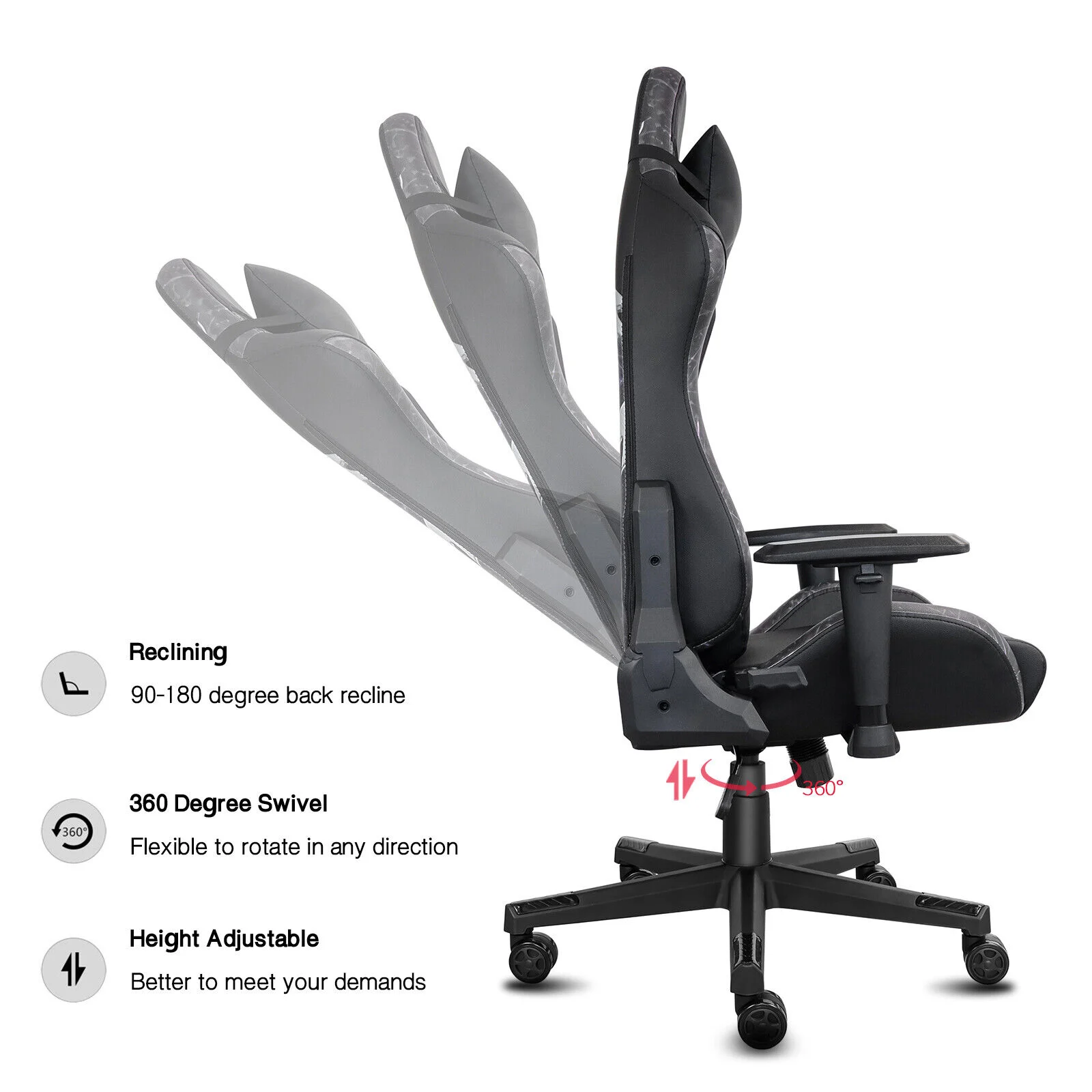 Custom Spain Grey Leather Ergonomic 2d Computer Gaming Chair Racing Reclining Office Desk Chair with Rgb Mouse Mat Pad Keyboard