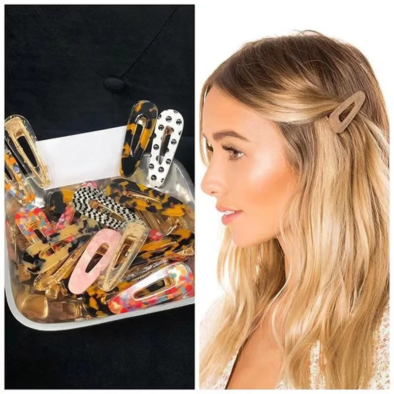 PDANY Acetate Leopard Hot Acetic Acid Hair Clip Custom Logo Support Water Drop Square Bangs Hairgrips Cute Gir Duck Mouth Clip