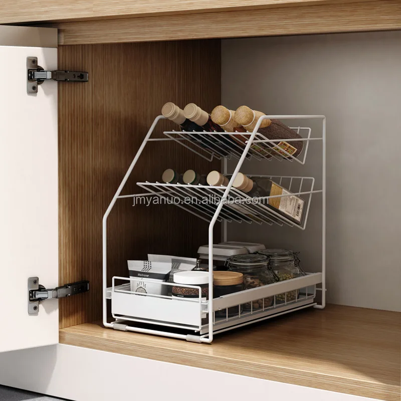 Rectangular Three Layer Tabletop Seasoning Shelves Display Bottle Kitchen Storage Rack
